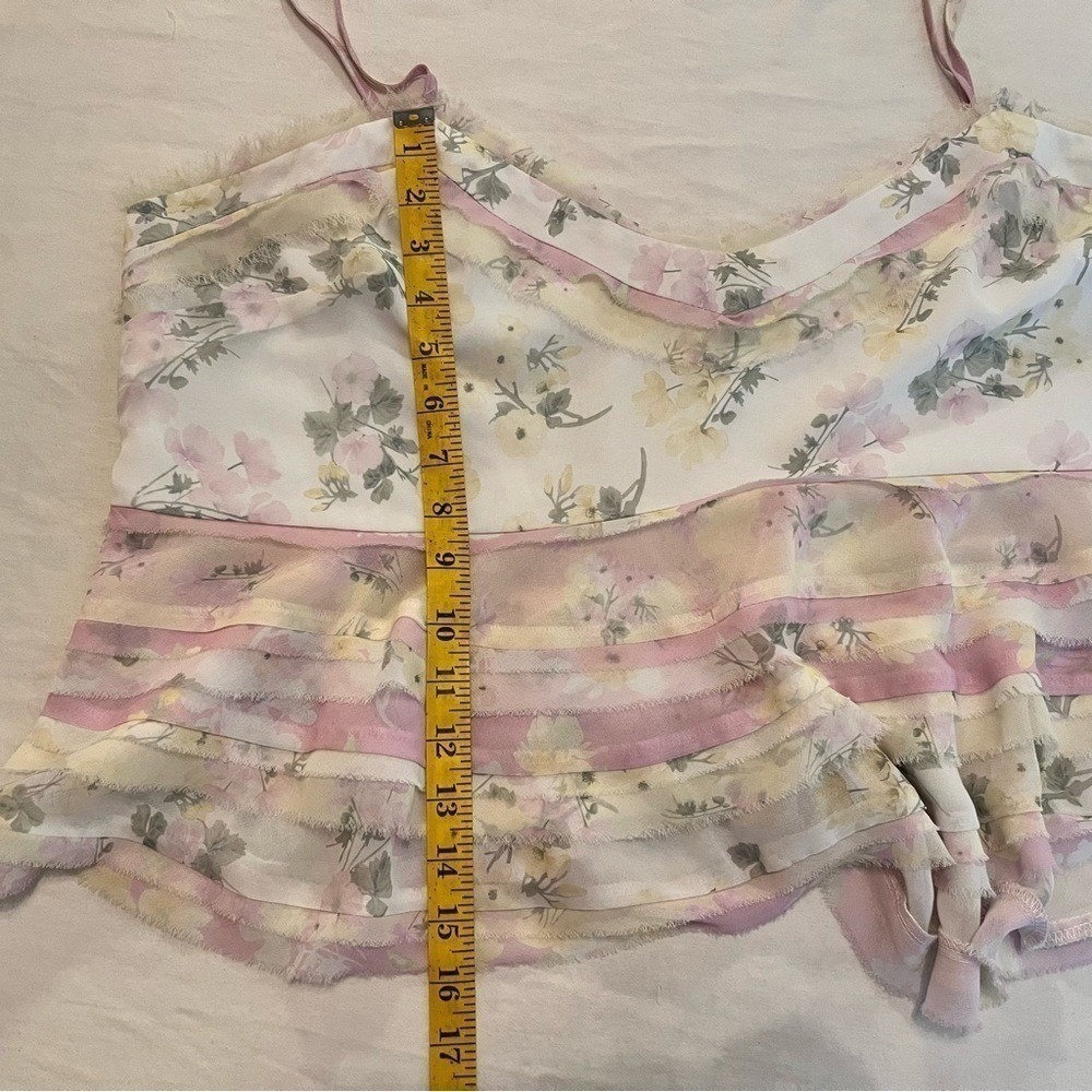 Arula Plus 1X Floral Ruffle Babydoll Tank Top Tiered Cottagecore Boho - Picture 11 of 13
